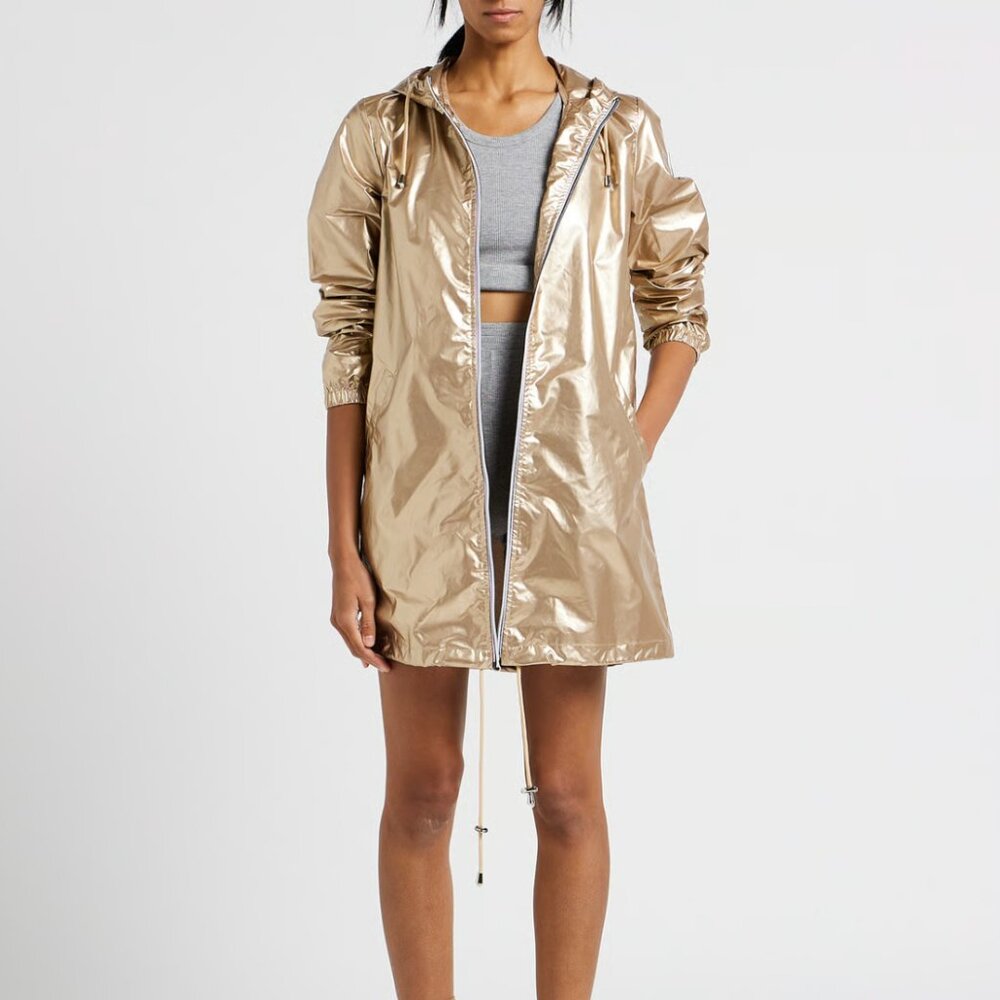 Metallic high-neck windcheater - Golden – RAINY